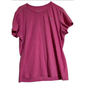 Women's Under Armour Shirt LG Large L Pink Heatgear Short Sleeved